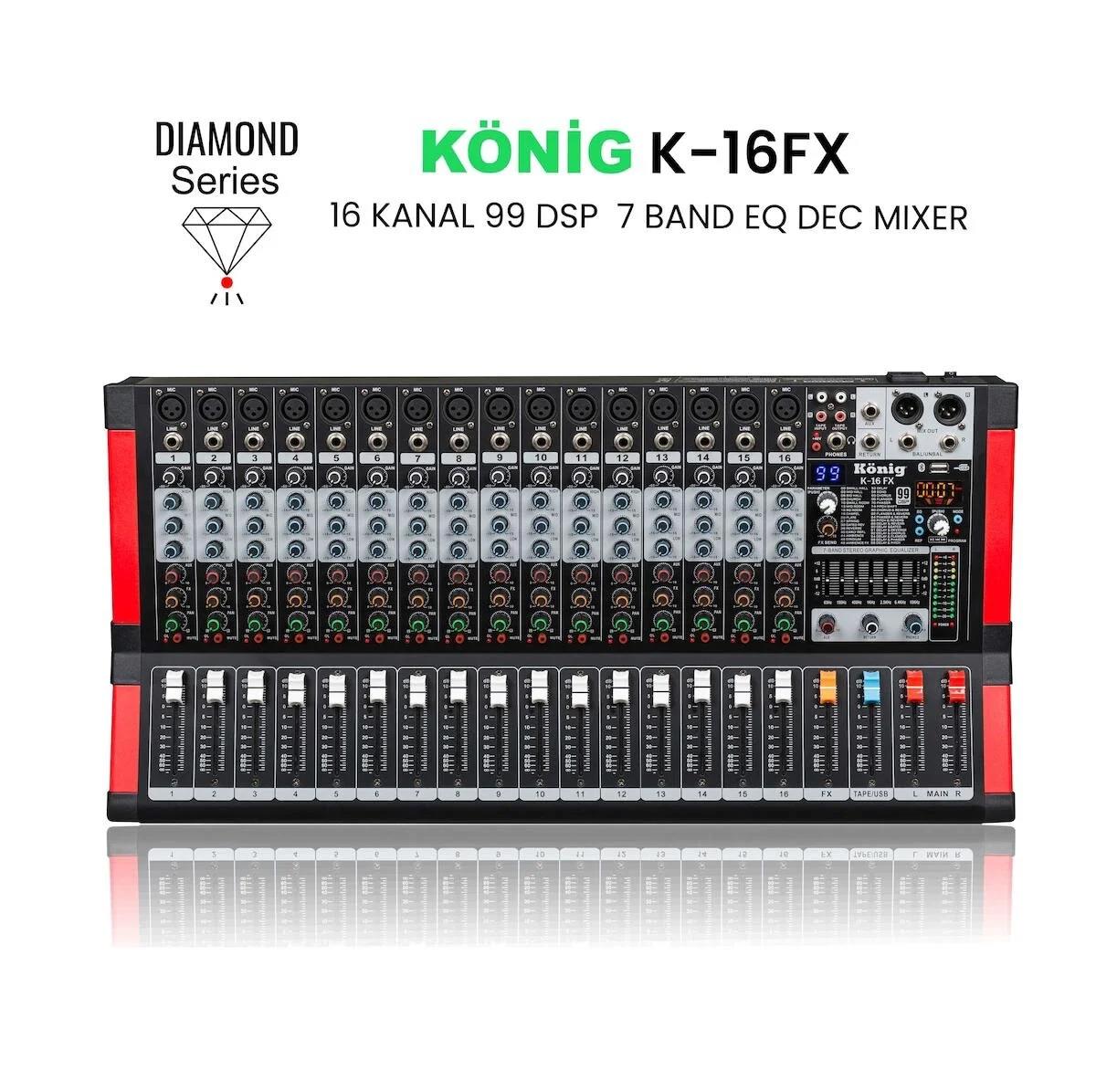 König K-16FX 16 Kanal Dec Mixer Diamond Serisi