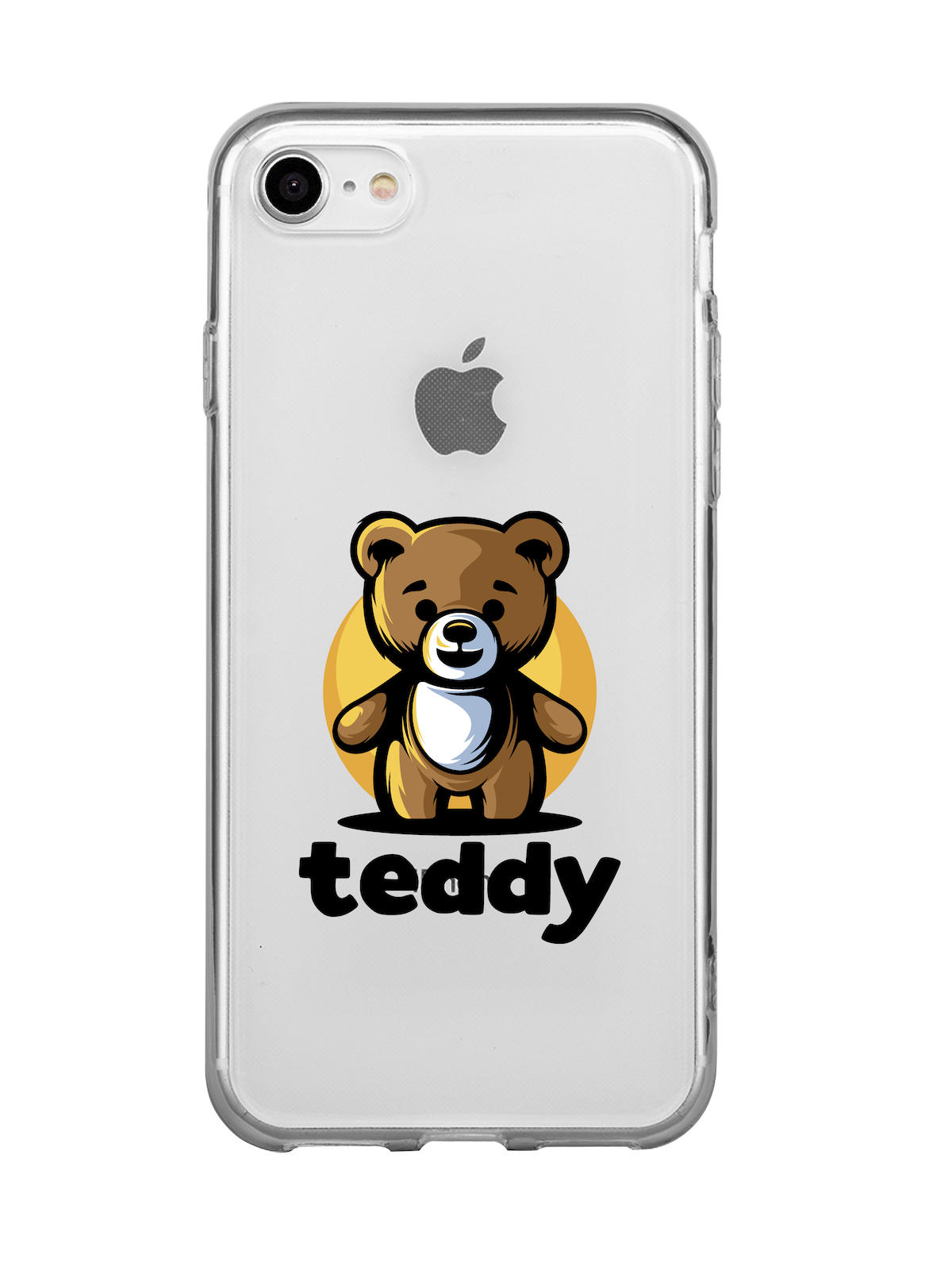 iPhone 7 Teddy Desenli Premium Şeffaf Silikon Kılıf