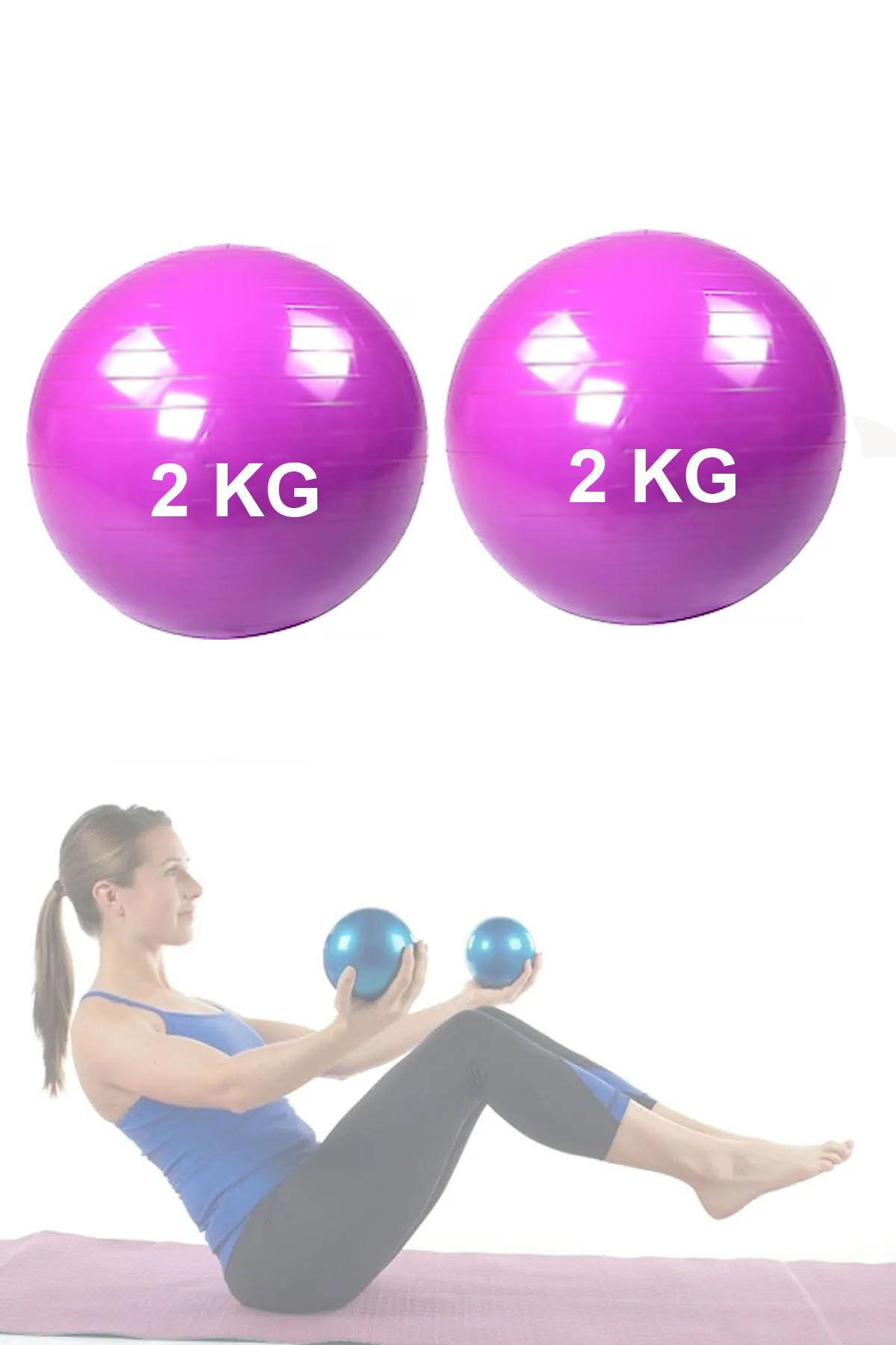 2 Kg Pilates Ağırlık Topu Plates Toning Ball Denge Ve Agirlik Topu 2 Kg X 2 Adet Toning 2 Kg Mor