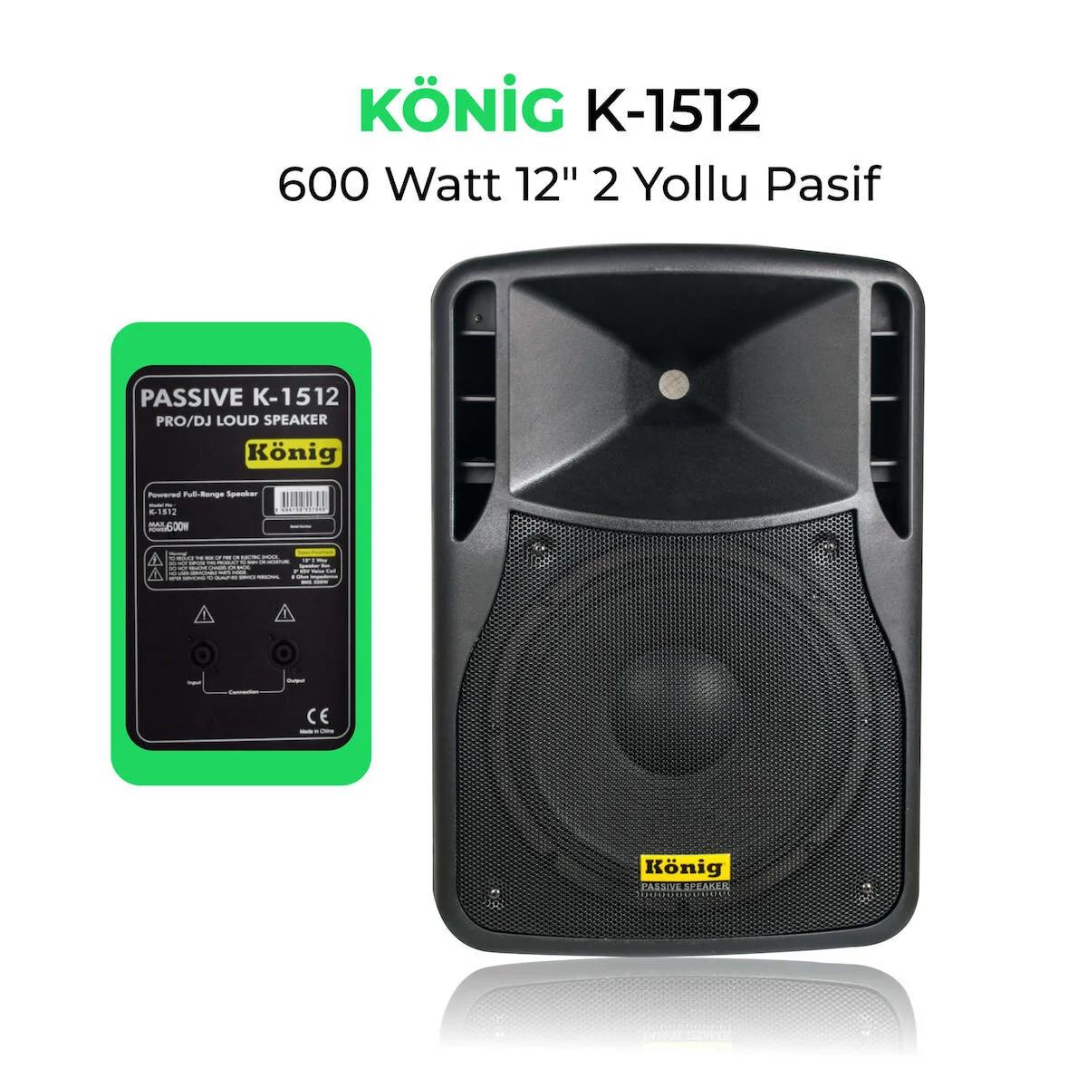 König K-1512 12'' 30 cm 600 Watt 2 Yollu Pasif Kabin Hoparlör