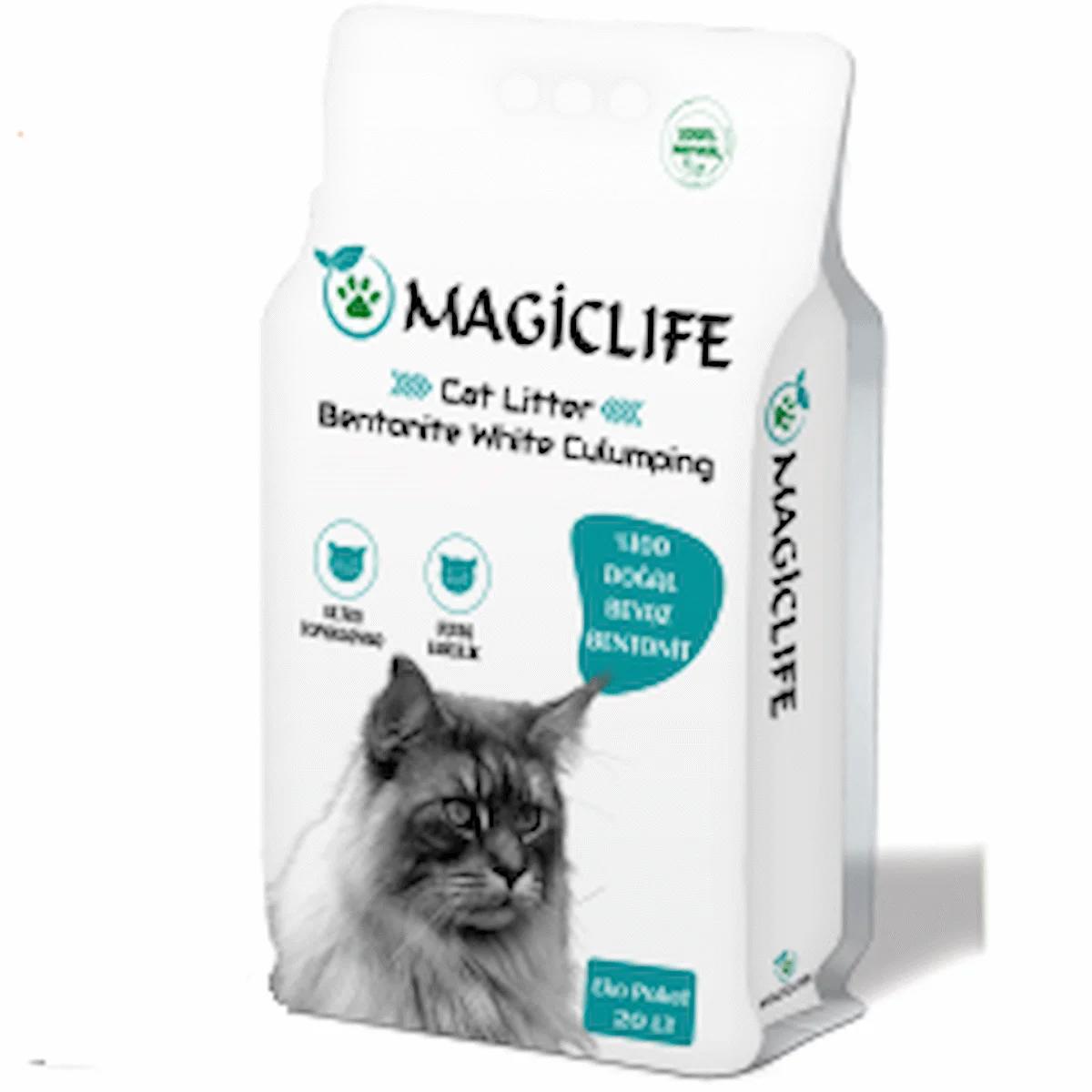 Magiclife 20 Lt Ince Tane Kokusuz Naturel Beyaz Bentonit Kedi Kumu