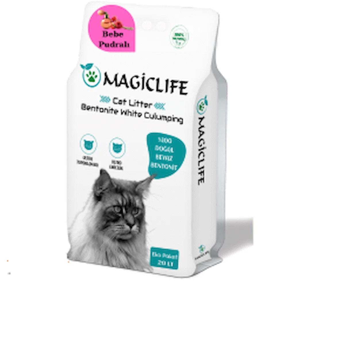 MAGIC LIFE 20 Lt Pudra Kokulu Beyaz Bentonit Kedi Kumu İnce Taneli