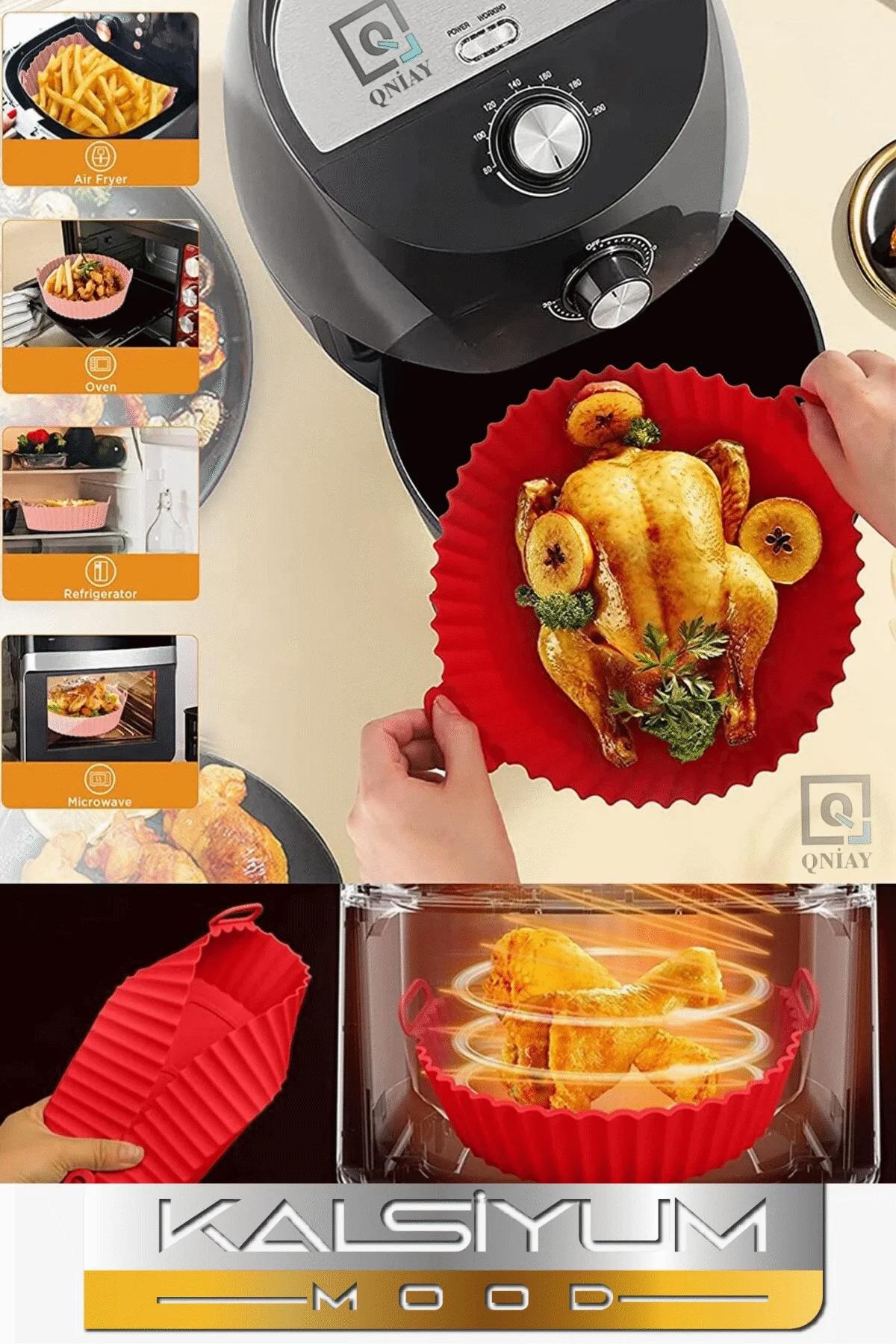 Airfryer Kalıbı Yağsız Kızartma Sıcak Hava Fritöz Silikon Sepet Mat Yapışmaz Pişirme Fırın Matı