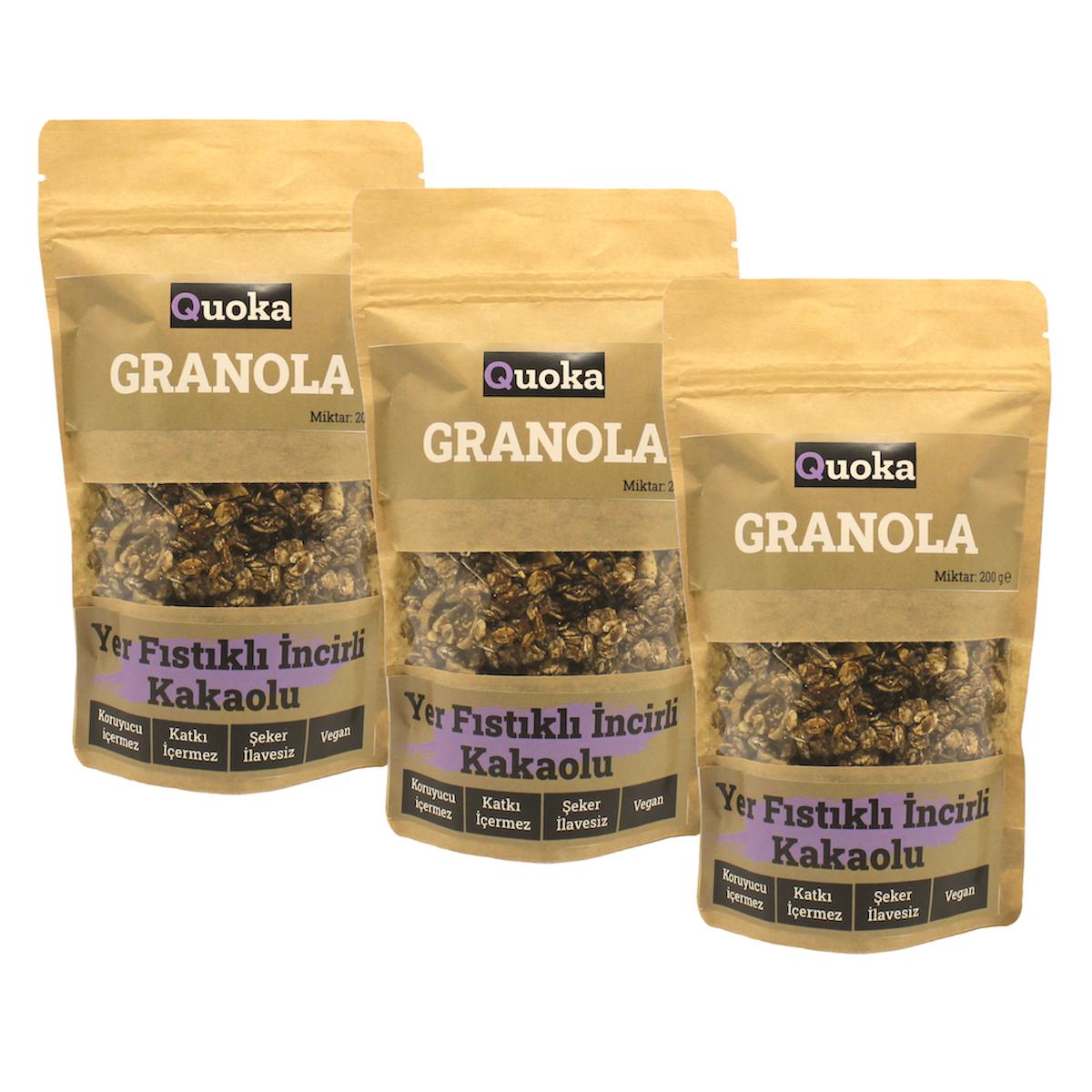 QUOKA Yer Fıstıklı Incirli Granola 3 X 200 Gr