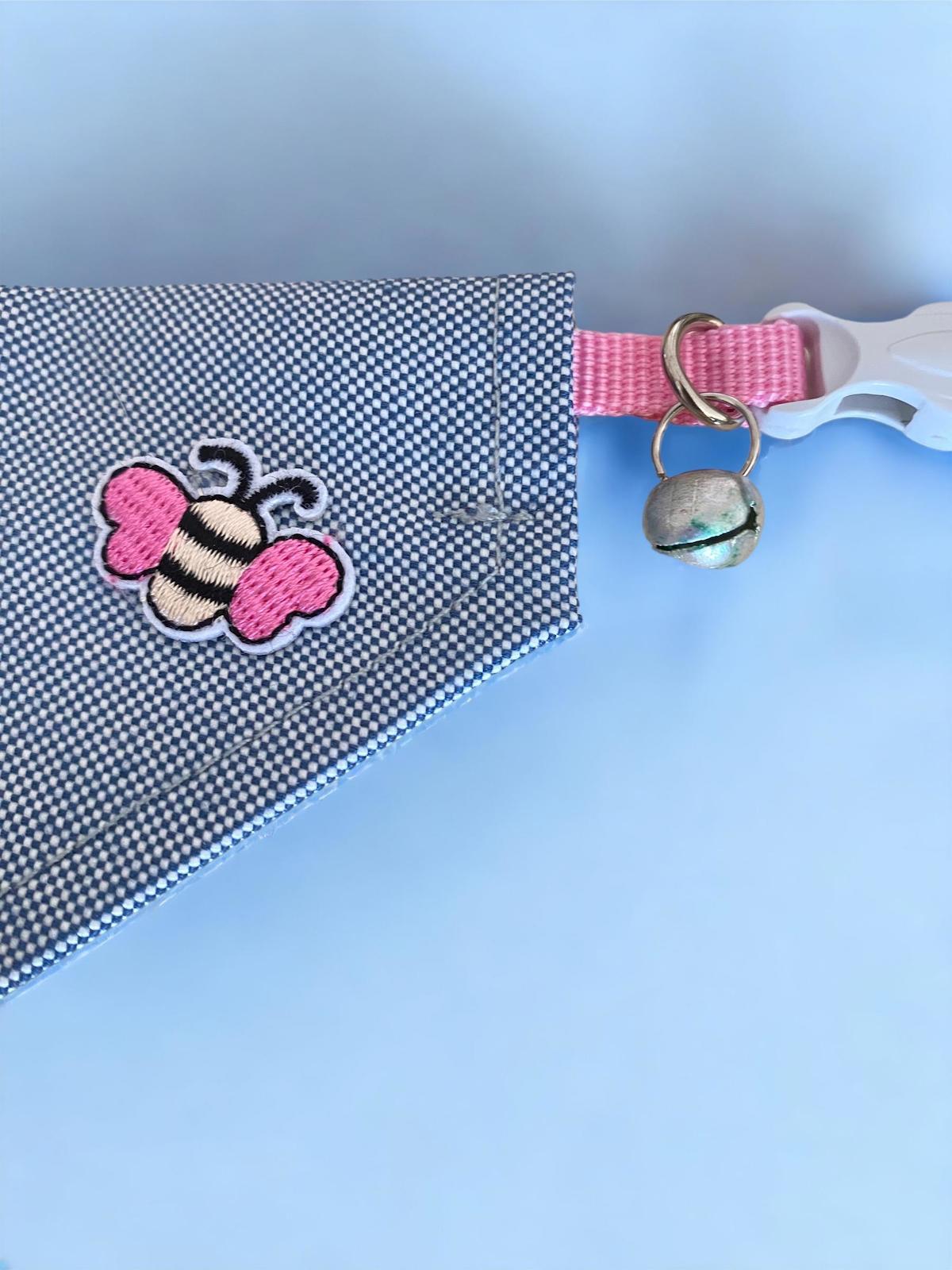 Pink Bee Kedi Bandana, Fular, Kedi Kıyafeti Kedi Elbisesi, Kedi Tasması