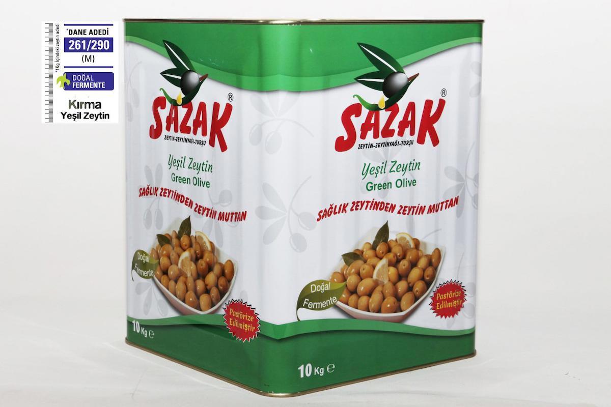 Sazak Kırma Yeşil Zeytin 10 Kg 261-290 M Kalibre