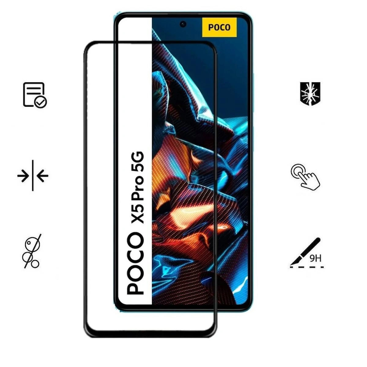 Poco X5 Pro İle Uyumlu Kırılmaz Cam 9D Tam Kapatan Süper Glass