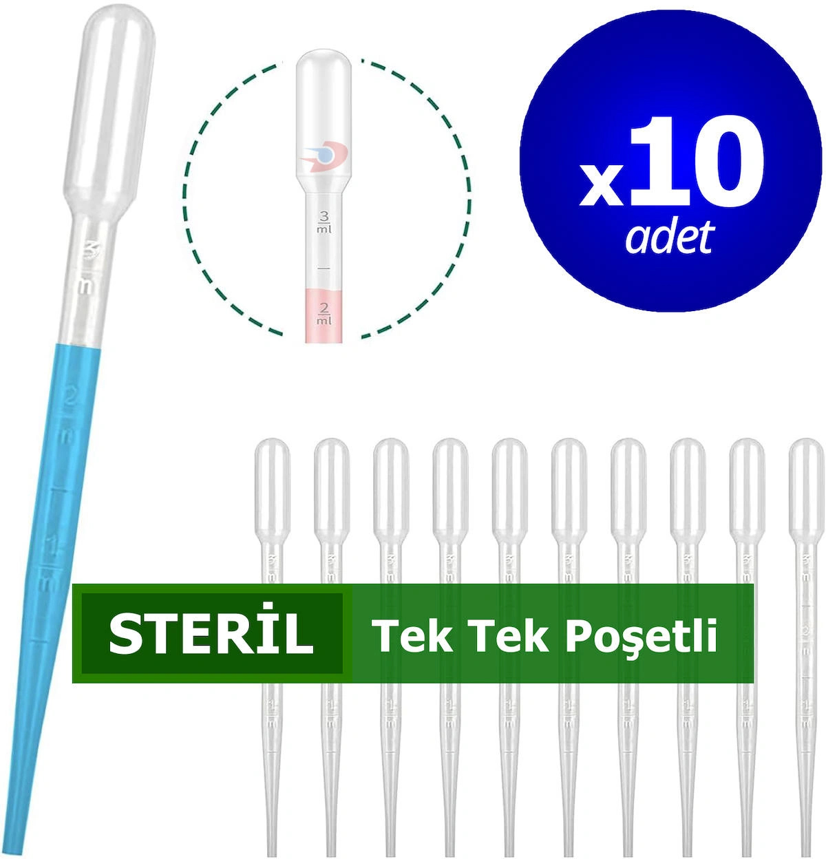 Dolar Kimya STERİL Pastör Pipet (Plastik) - 3 mL x 10 ADET