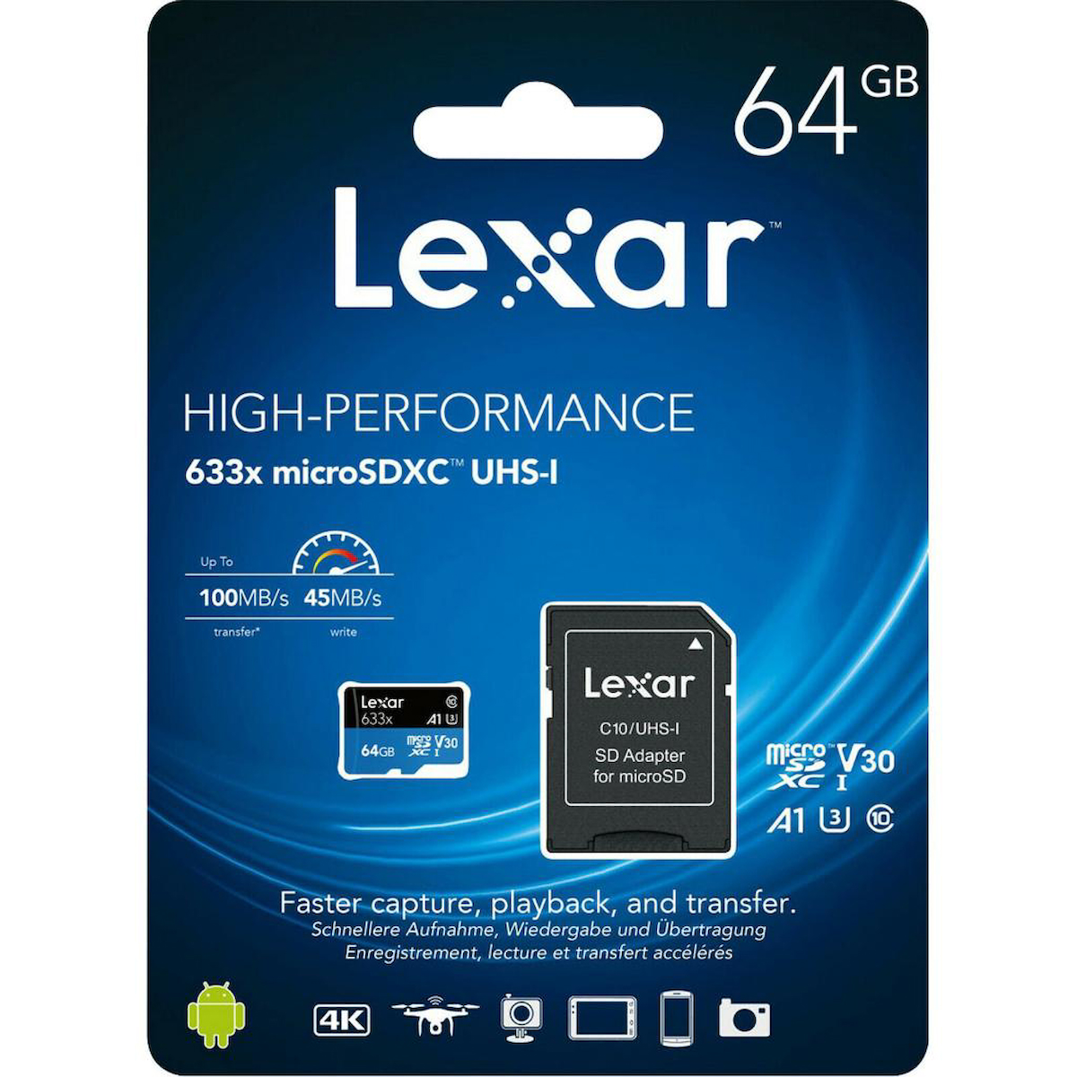Lexar 64GB 5'li Paket 633X 100MB/s MicroSDXC Hafıza Kartı