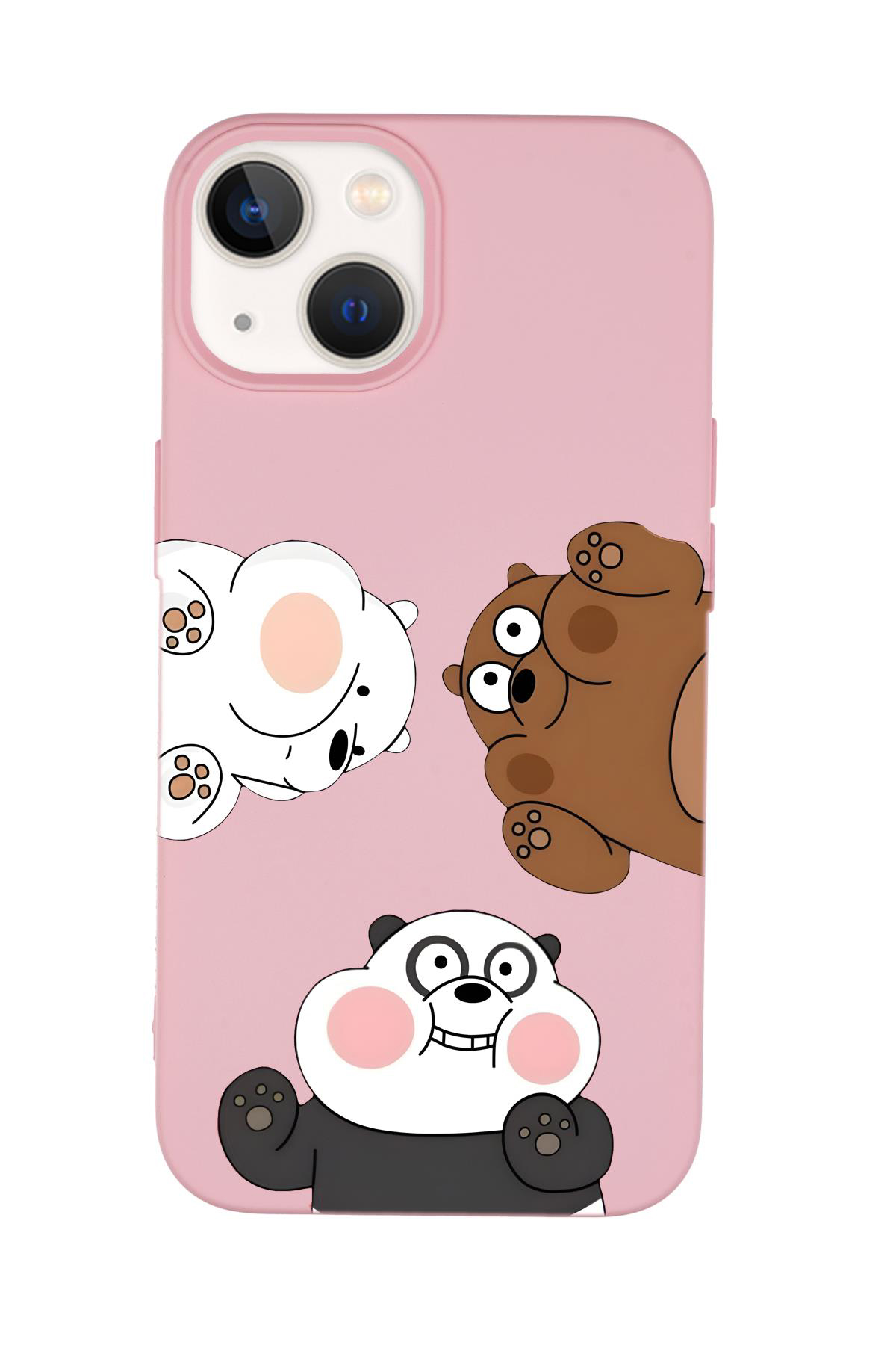 iPhone 14 Plus Uyumlu Cute Animals Desenli Premium Silikonlu Telefon Kılıfı