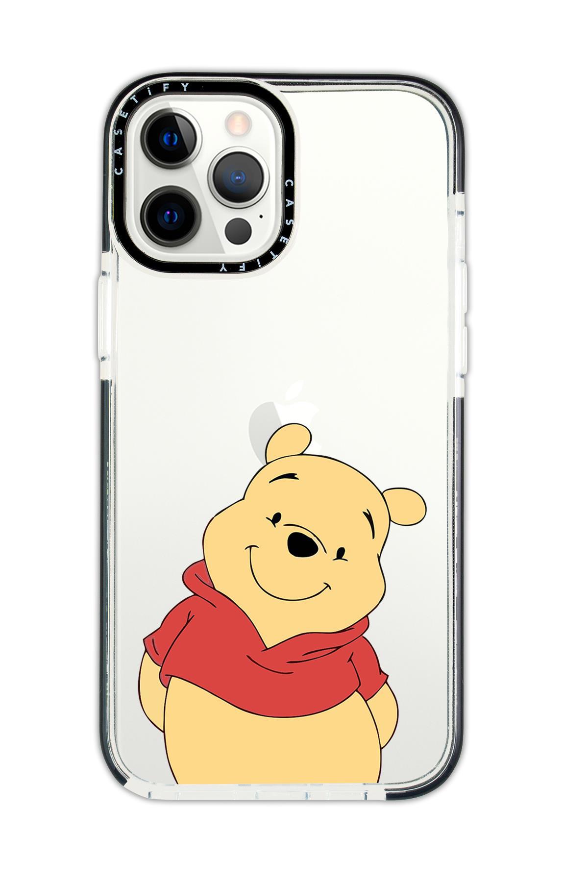 iPhone 11 Pro Max Casetify Sewimli Pooh Desenli Anti Shock Premium Silikonlu Siyah Kenar Detaylı Telefon Kılıfı