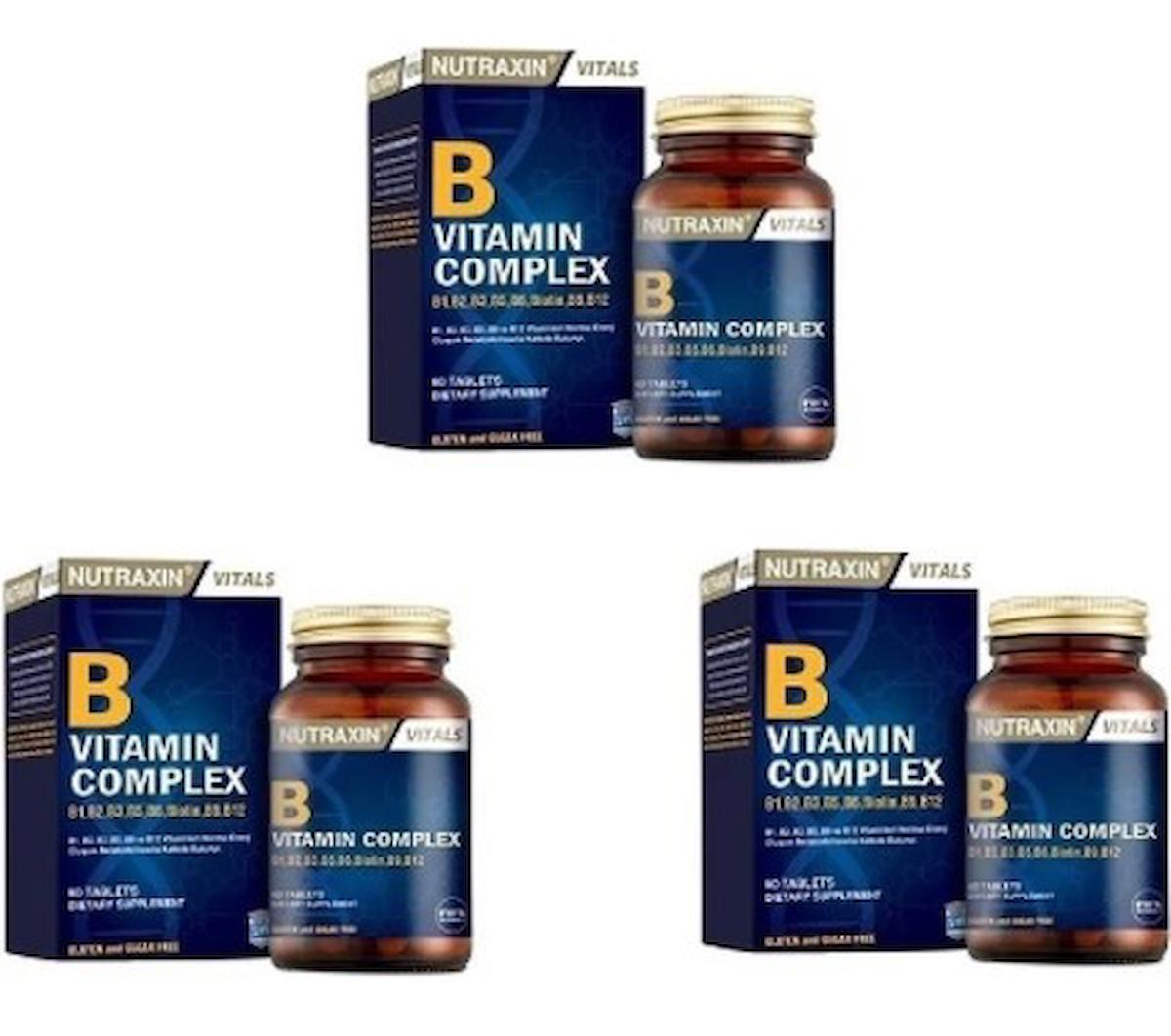 Nutraxin B Complex Vitamin 60 Kapsül 3 Adet