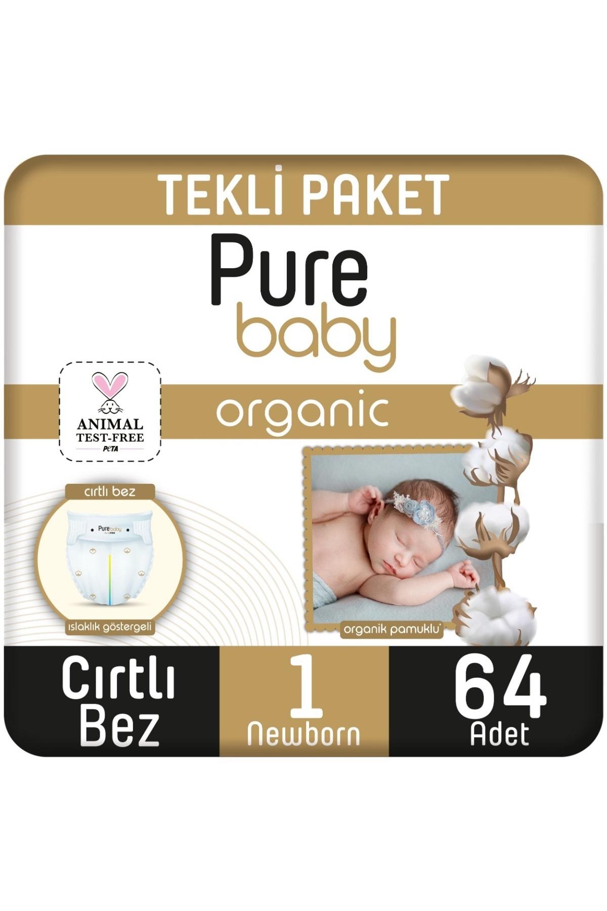 Pure Baby Organic 1 Numara Yenidoğan 64'lü Cırtlı Bez