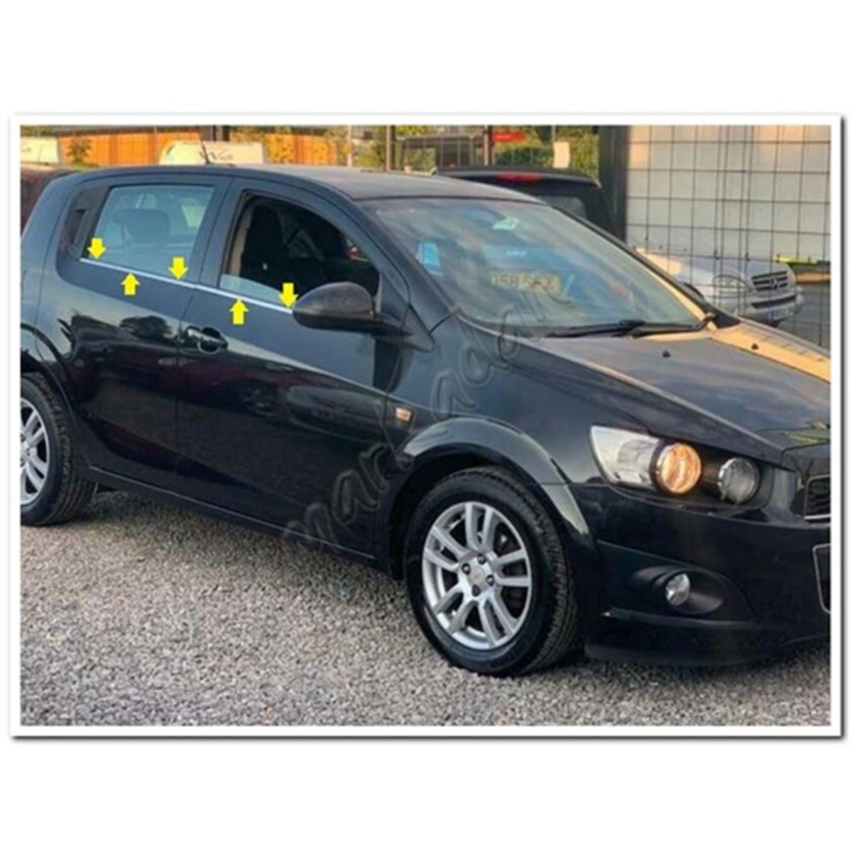 Chevrolet Aveo HB Krom Cam Çıtası 2012 Sonrası 4 Parça Paslanmaz Çelik