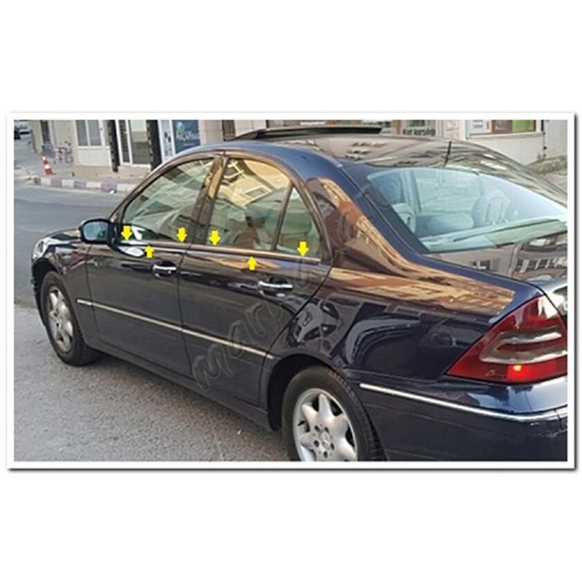 WOC Chrome Mercedes C W203 Krom Cam Çıtası 2001-2007 4 Parça Paslanmaz Çelik