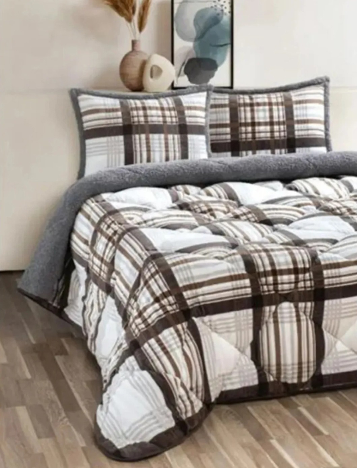 Merinos Comforter Set, Çift Kişilik Yorgan Seti (220x240)-Vera Gri