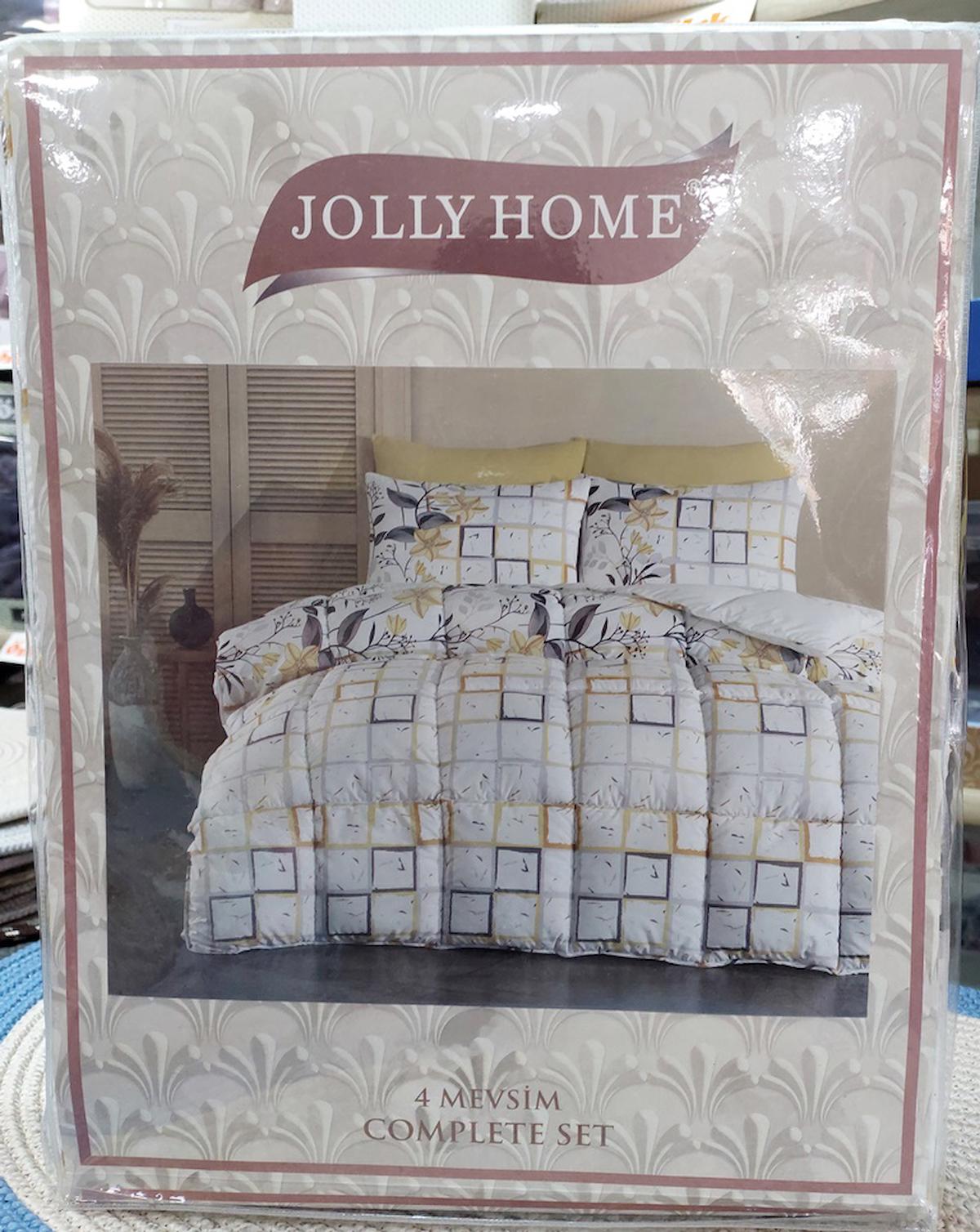 Jolly Home 4 Mevsim Çift Kişilik Kapitoneli Nevresim Takımı-Geofle Sarı