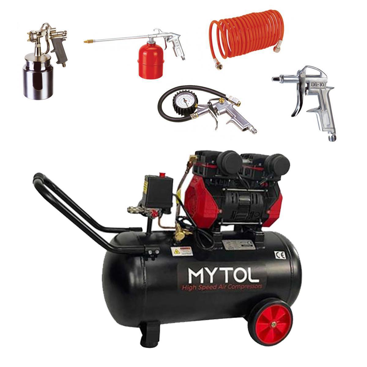 Mytol MYK0501 Yüksek Hızlı Hava Kompresörü 50 Litre + 5 Parça Max-Extra Havalı Set