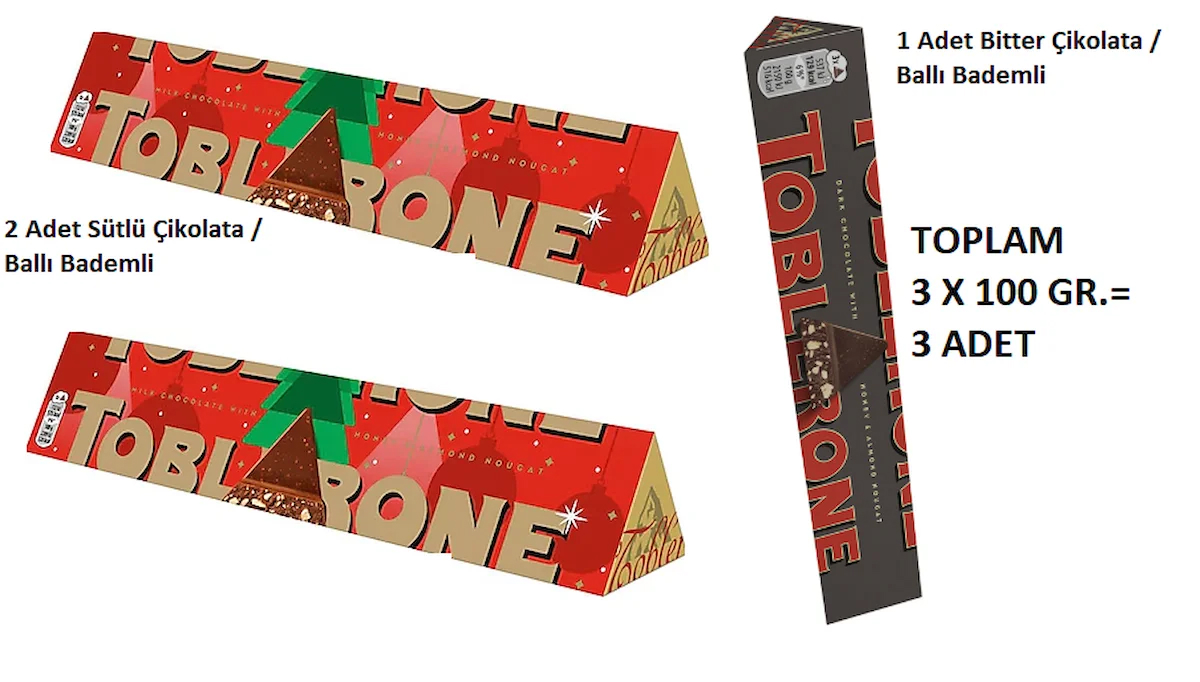 Toblerone İsveç Çikolata 100 G x 3 Adet