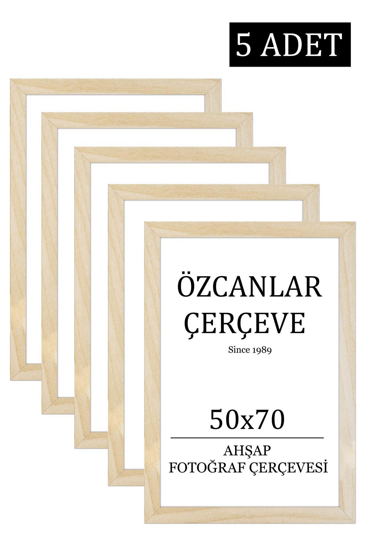 5 'li  Takım Ahşap Çerçeve  Ahşap Resim Çerçevesi  50x70 Doğal Ahşap Çerçeve Ham Ahşap