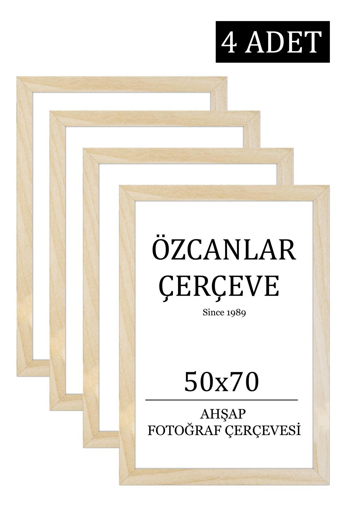 4 'lü  Takım Ahşap Çerçeve  Ahşap Resim Çerçevesi  50x70 Doğal Ahşap Çerçeve Ham Ahşap