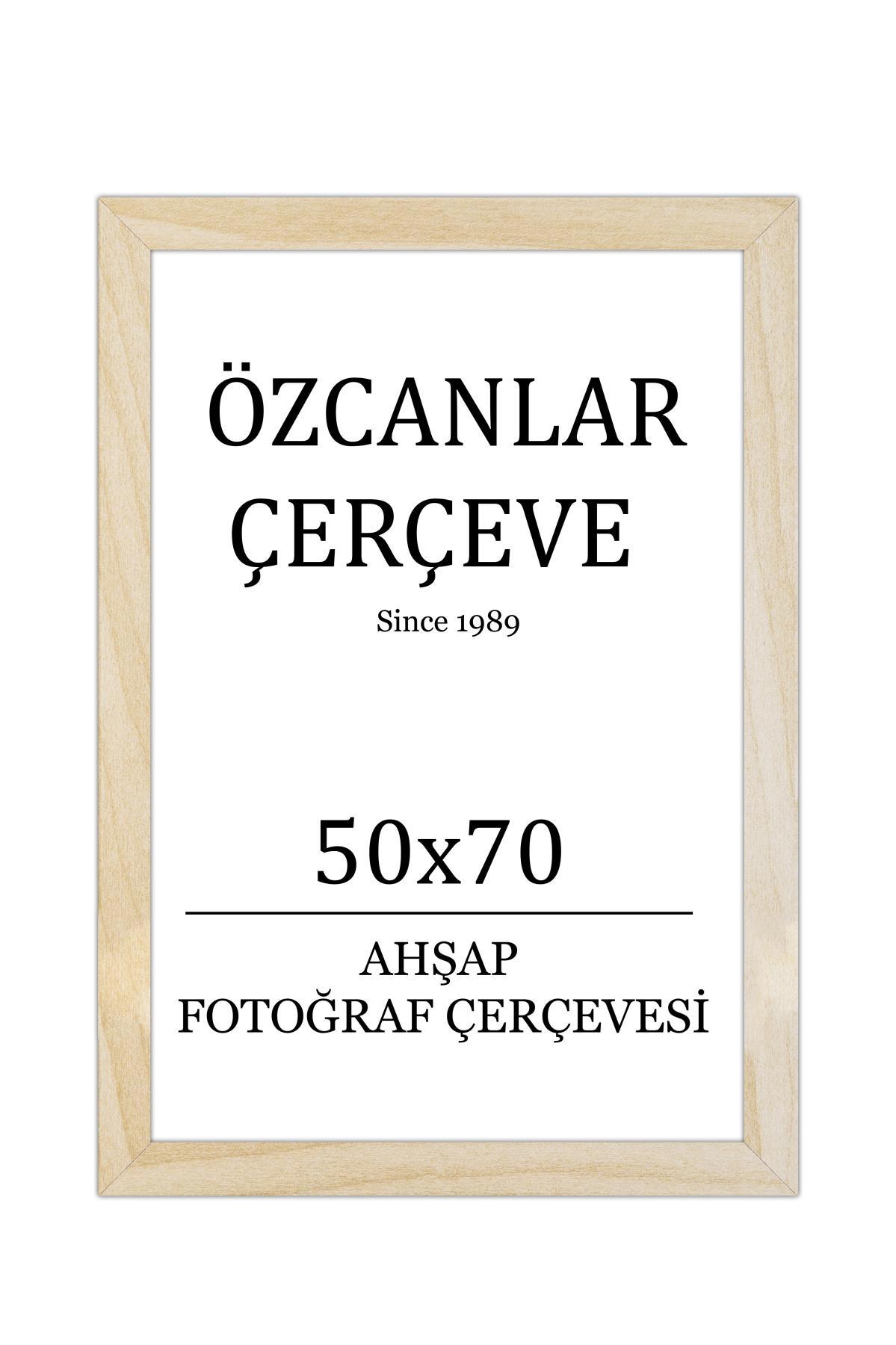 Tekli  Ahşap Çerçeve Ahşap Resim Çerçevesi  50x70 Doğal Ahşap Çerçeve Natürel Ham Ahşap