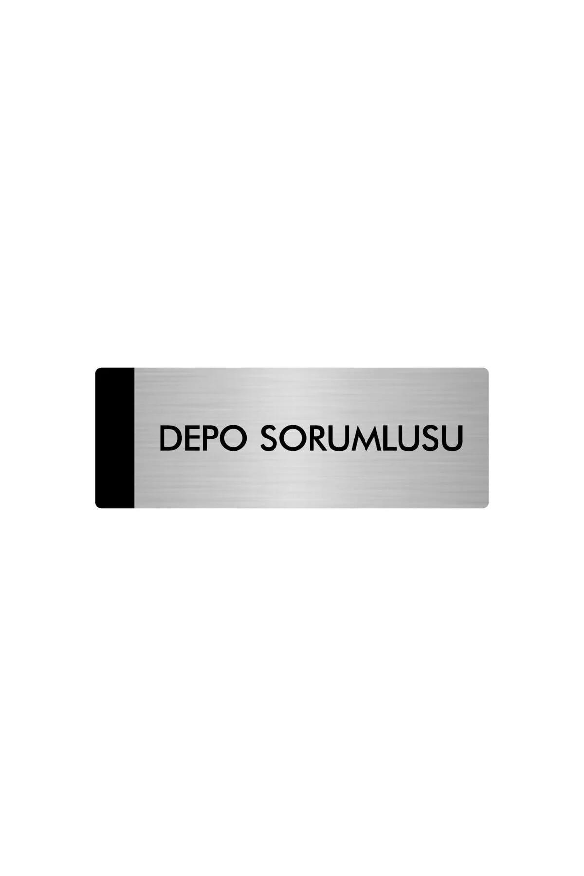 Metal Yönlendirme Levhası, Departman Kapı Isimliği Depo Sorumlusu 10X20 Cm Gümüş Renk