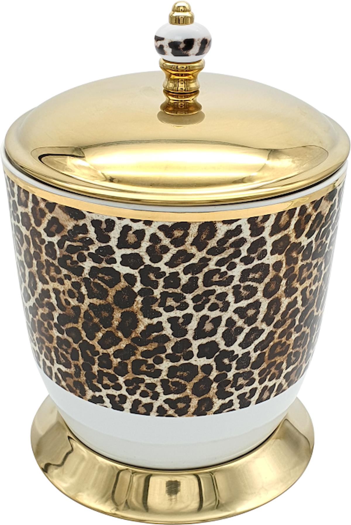 Pure Leopar Pvd Gold Çöp Kovası Kmr-5401