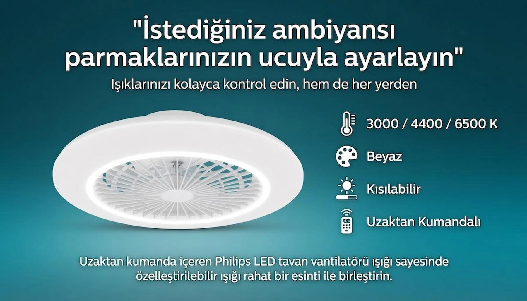 Philips Amigo 42+20W Fanlı Vantilatör Tavan Lambası