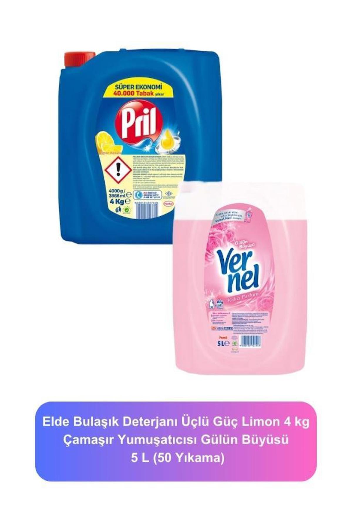 Çamaşır Yumuşatıcısı Gülün Büyüsü 50 Yıkama 5L Elde Bulaşık Deterjanı Üçlü Güç Limon 4 kg