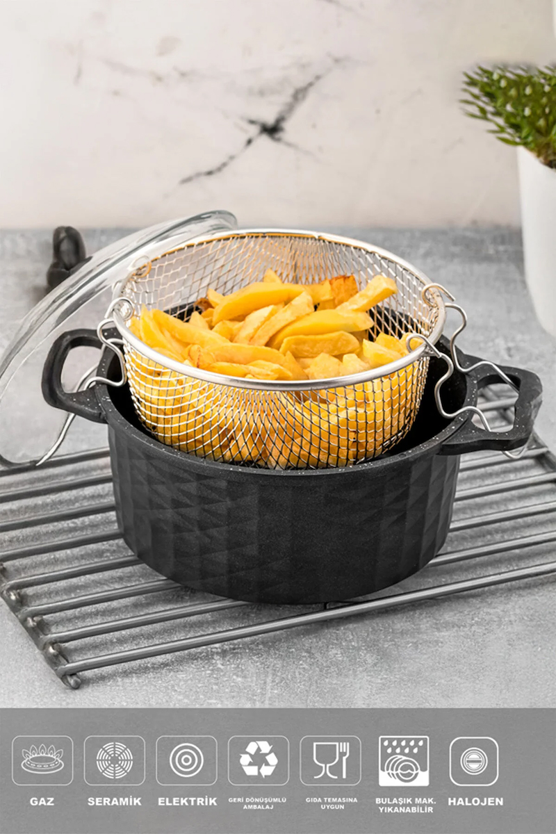 Döküm Granit Kızartma Tenceresi Fritöz 24cm