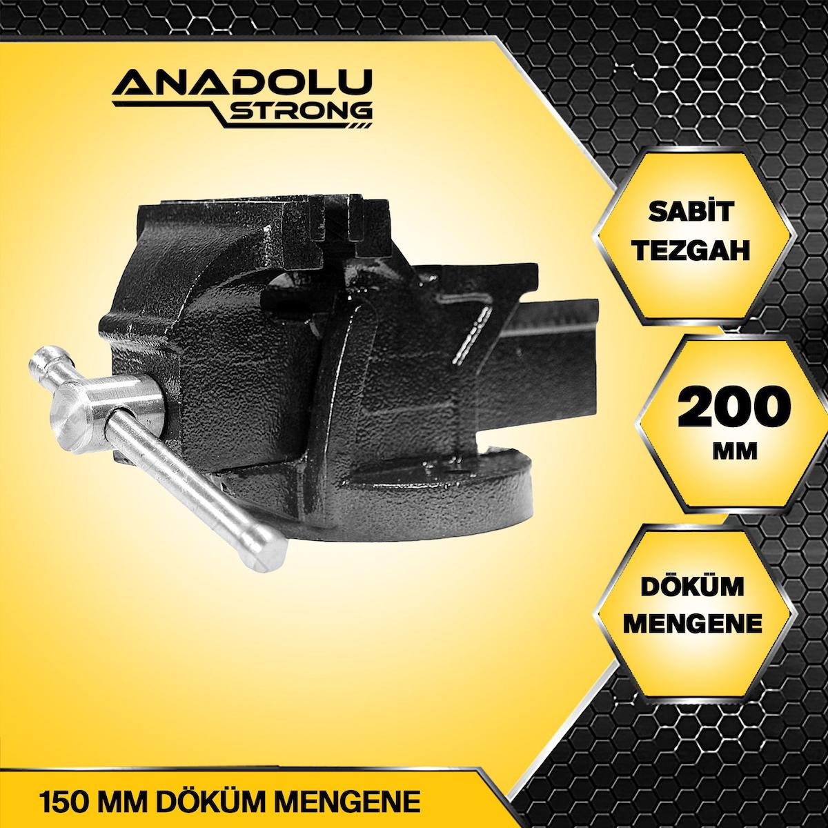 Anadolu Strong Büyük Boy 200mm 8" Dövme Çelik Sabit Tezgah Masa Mengenesi
