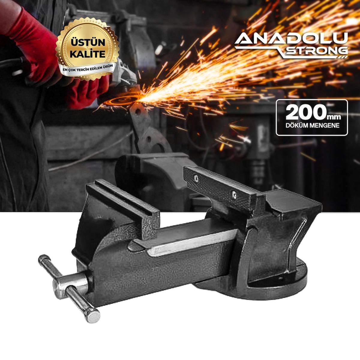 Anadolu Strong Büyük Boy 200mm 8" Dövme Çelik Sabit Tezgah Masa Mengenesi