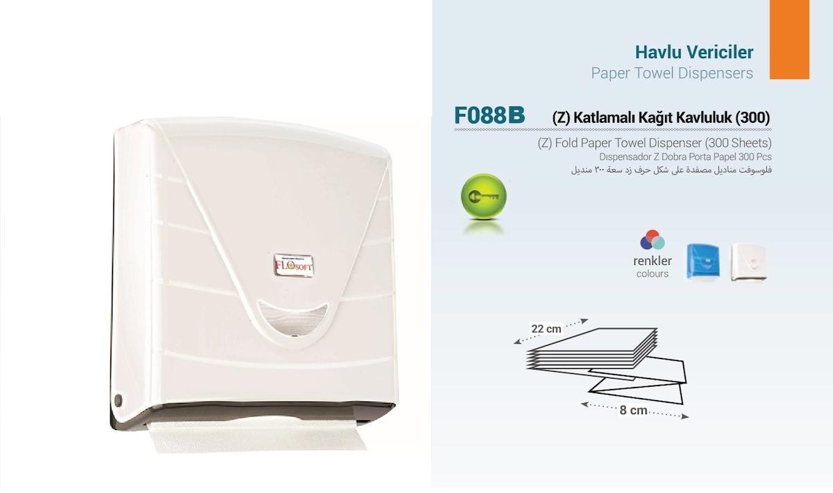 Flosoft F088B Banyo Mutfak Lavabo Z Katlı Kağıt Havlu Dispenseri Beyaz 300 Lü