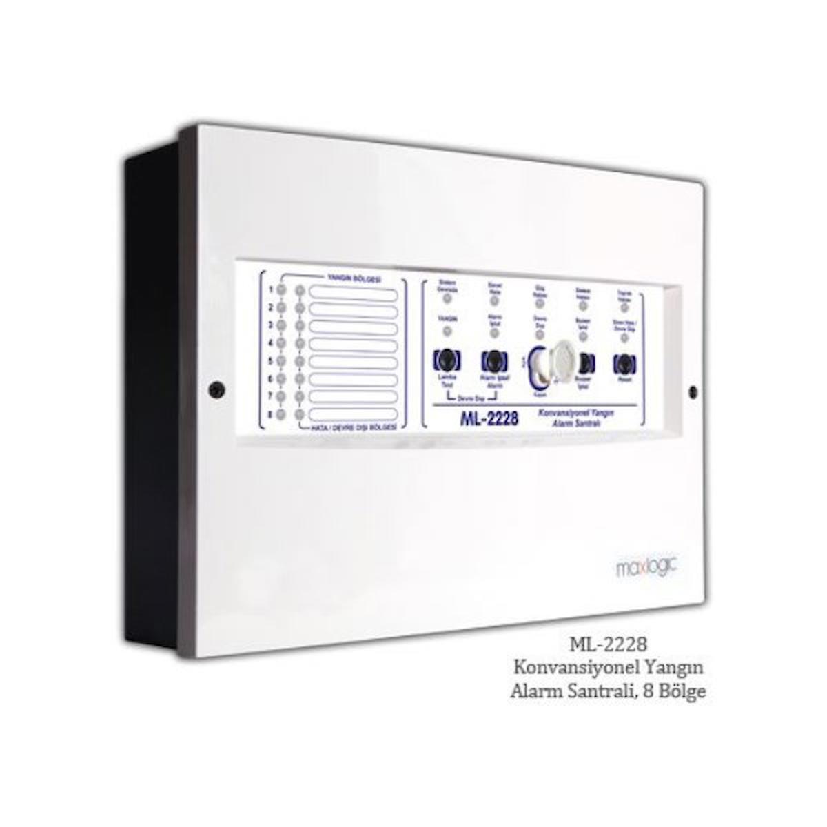 MaxLogic ML-2228 8 Bölgeli Konvansiyonel Yangın Alarm Santrali EN54-2/4 Sertifikalı