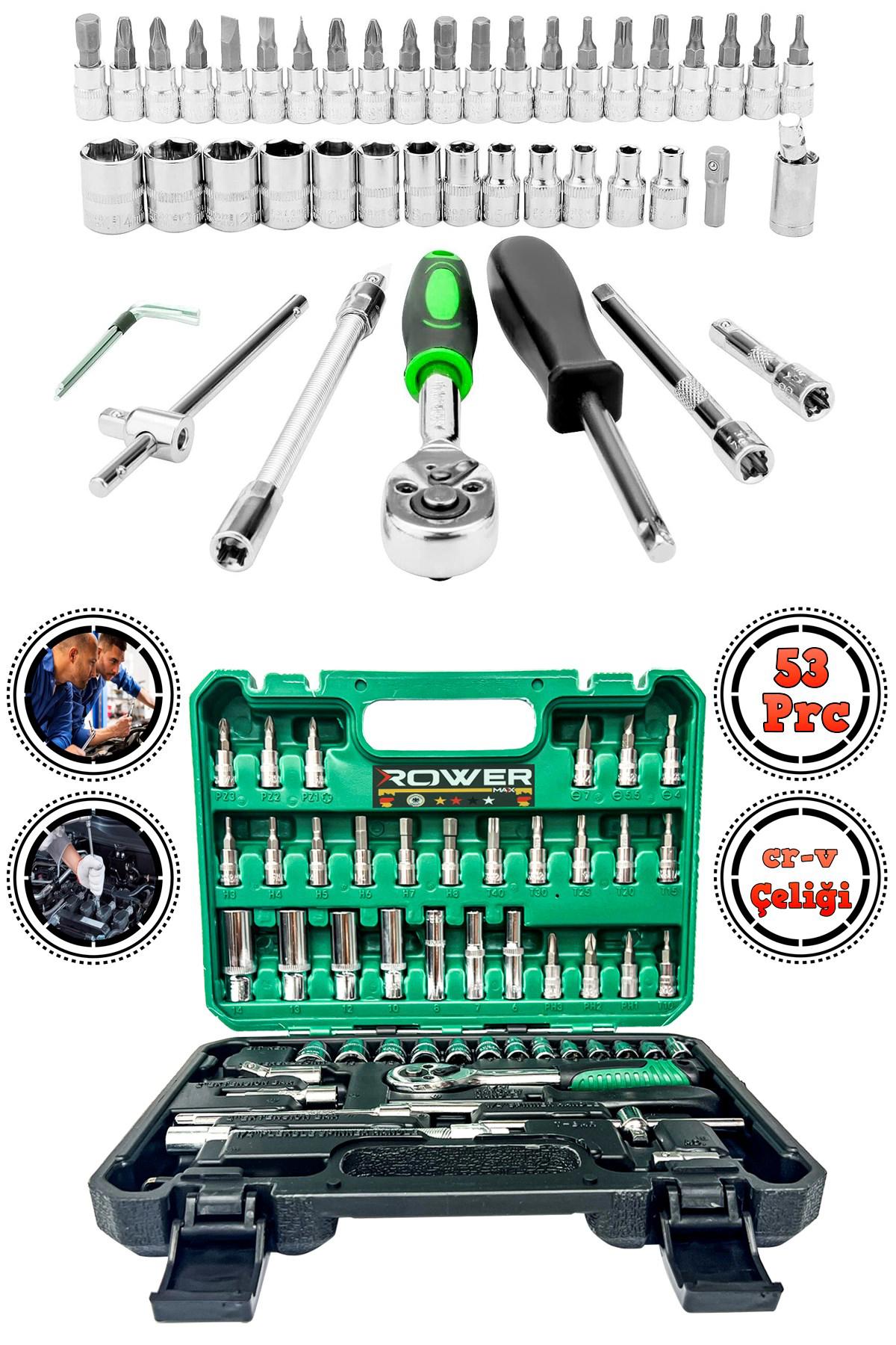 Rowermax Germany Cr-v Max 1/4 Cırcırlı 53 Parça Lokma Anahtar Takımı Bits Uç Seti Tam Set Usta Lokma