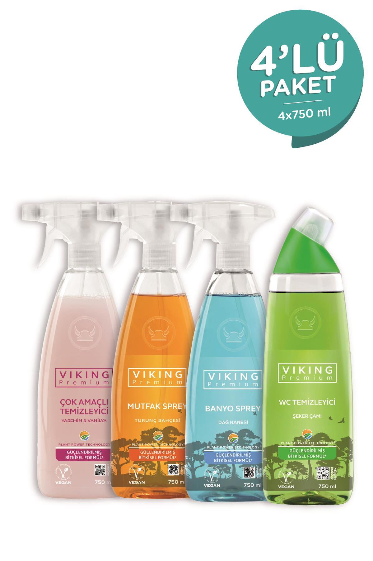 Premium 4'lü (Çok Amaçlı, Banyo, Mutfak, WC) Paket 750 ml x 4 Adet