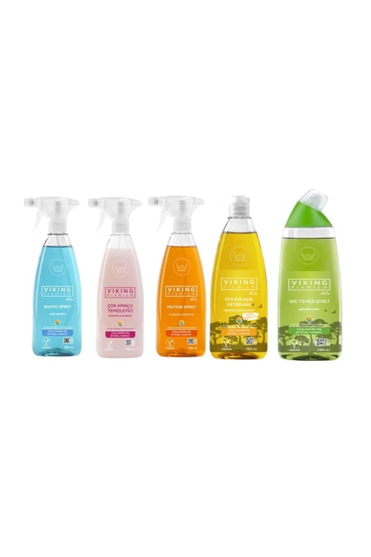 Premium 5'li (Mutfak,Banyo,Çok Amaçlı ,Wc Temizleyici,Bulaşık Deterjanı Nergis&Bergamot) Paket 750 ml