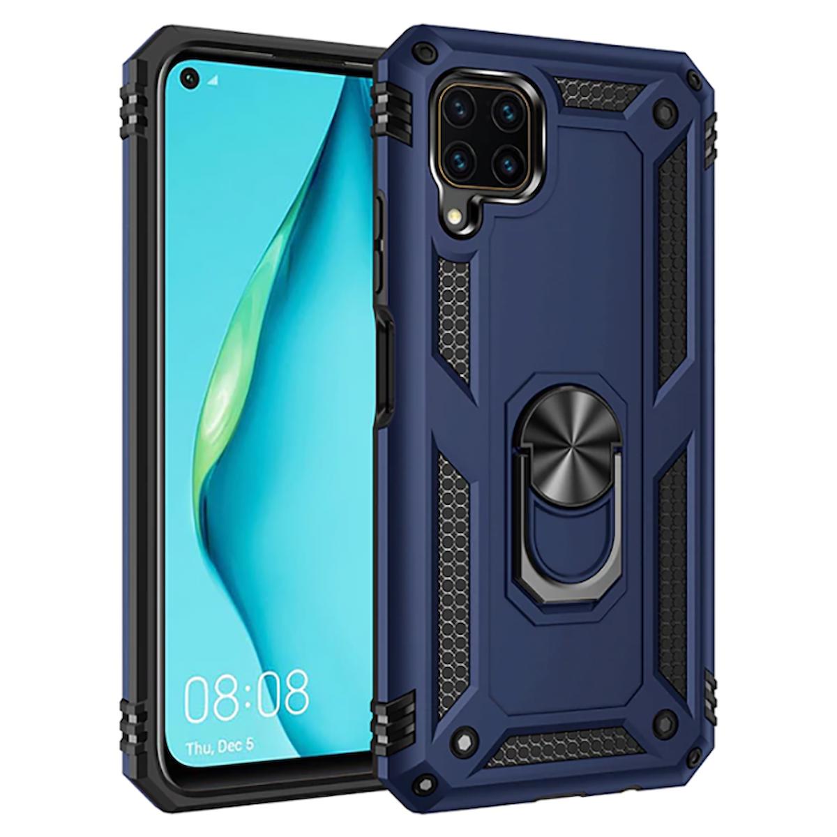 Huawei P40 Lite Uyumlu Kılıf Standlı Manyetik Yüzüklü Military Ring TPU Cover