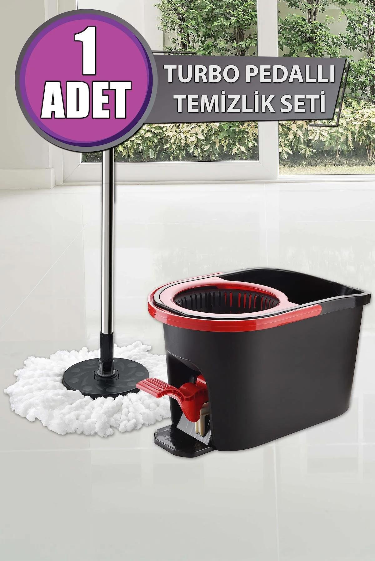 Turbo Pedallı Mop Temizlik Seti Kova Paspas 16 lt 