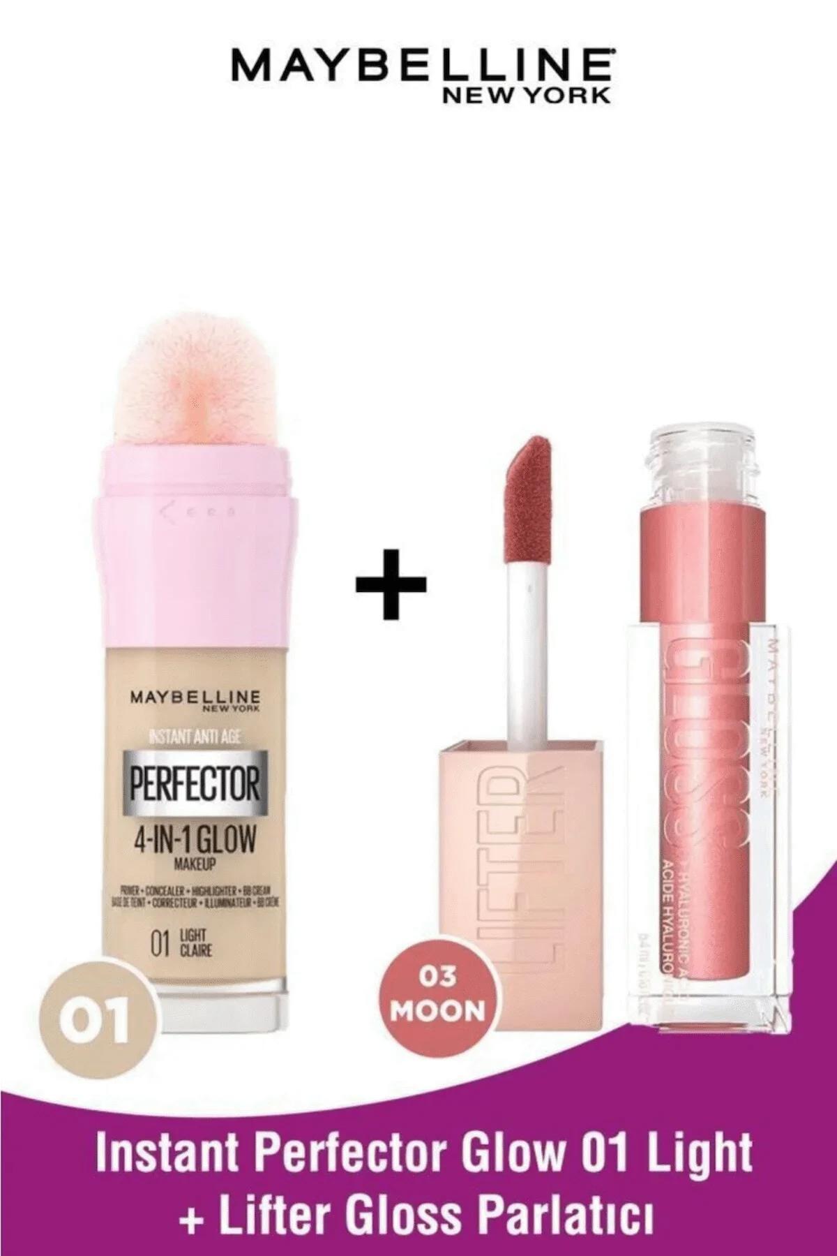 Instant Perfector Glow 4 Etki 1 Arada Fondöten 01 Light & Lifter Gloss Dudak Parlatıcısı 003 Moon