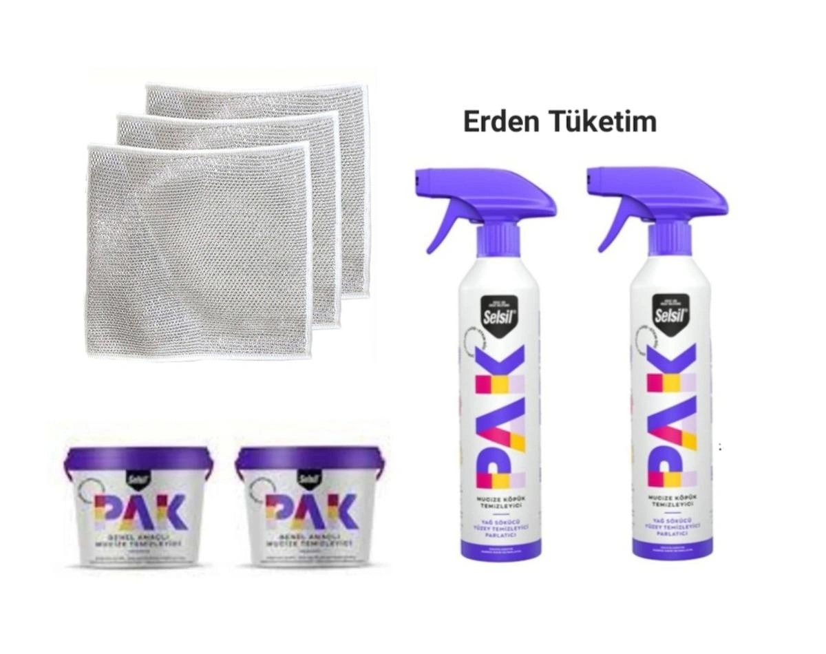 Erden Tüketim selsil pak krem 2x500gr pak sprey 2x500ml tel temizlik bezi 3 adet