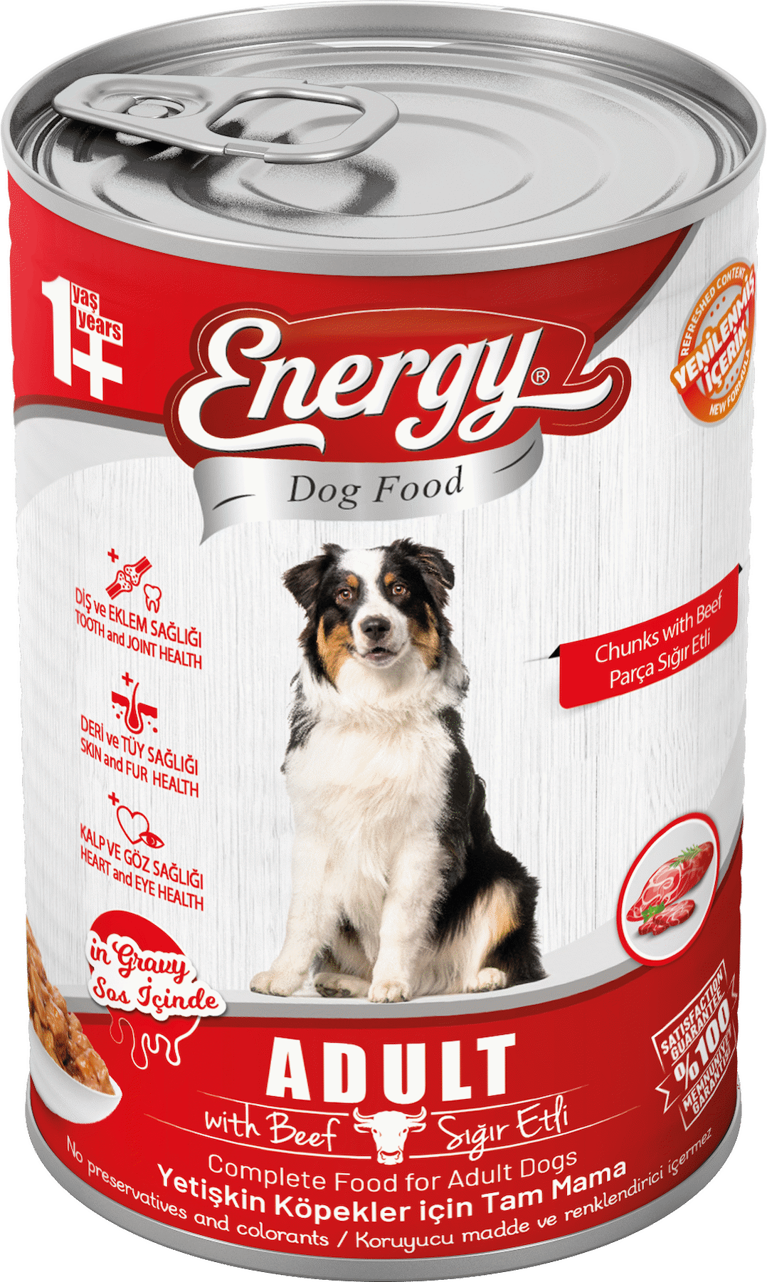 Energy Pet Food Energy Sığır Etli Yetişkin Islak Köpek Konserve Maması 415 Gram 80 Adet