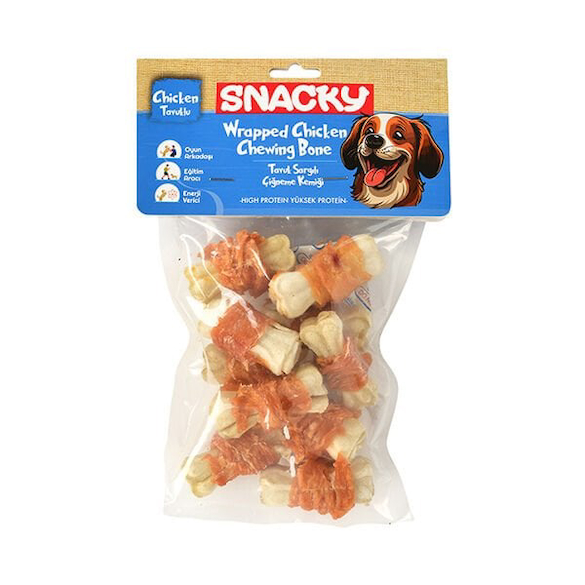 Snacky Beyaz Tavuk Sargılı Kemik Köpek Ödülü 10 Adet 120 Gr