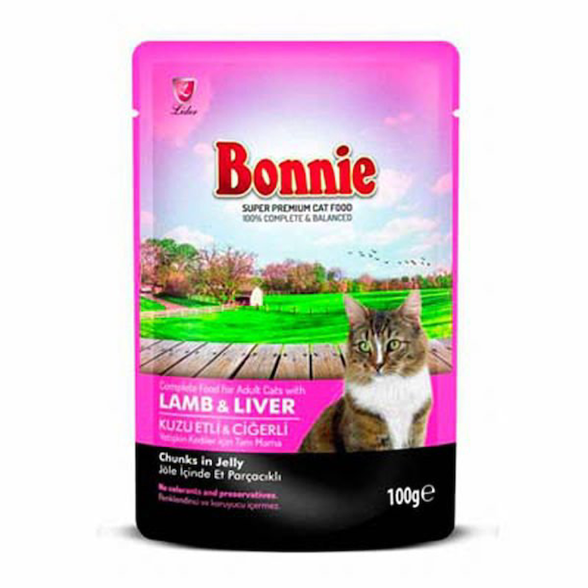 Bonnie Puppy Kuzu Etli ve Ciğerli Pouch Yetişkin Konserve Kedi Maması 100 Gr