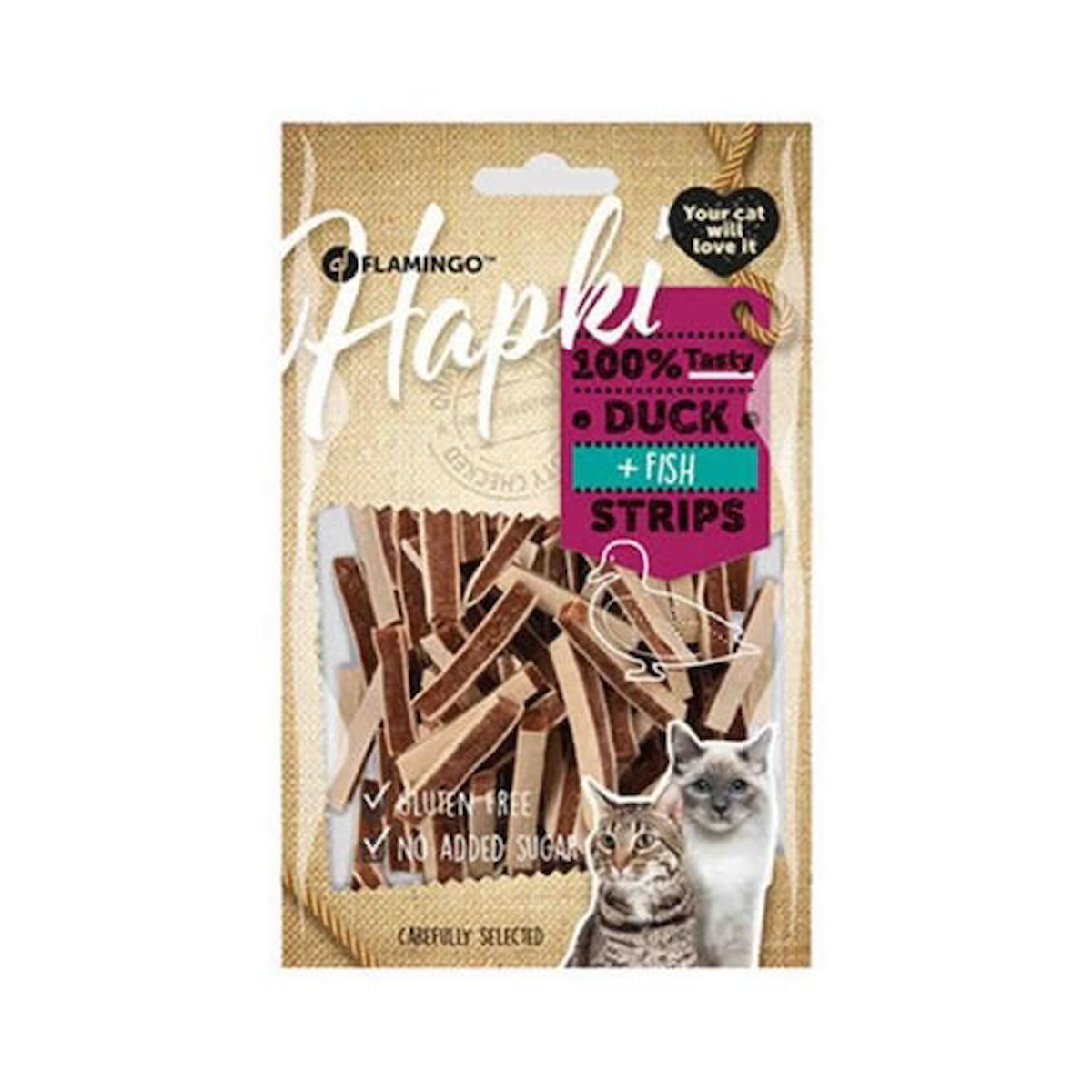 Flamingo Hapki Strips Ördekli ve Balıklı Kedi Ödül Maması 85 Gr