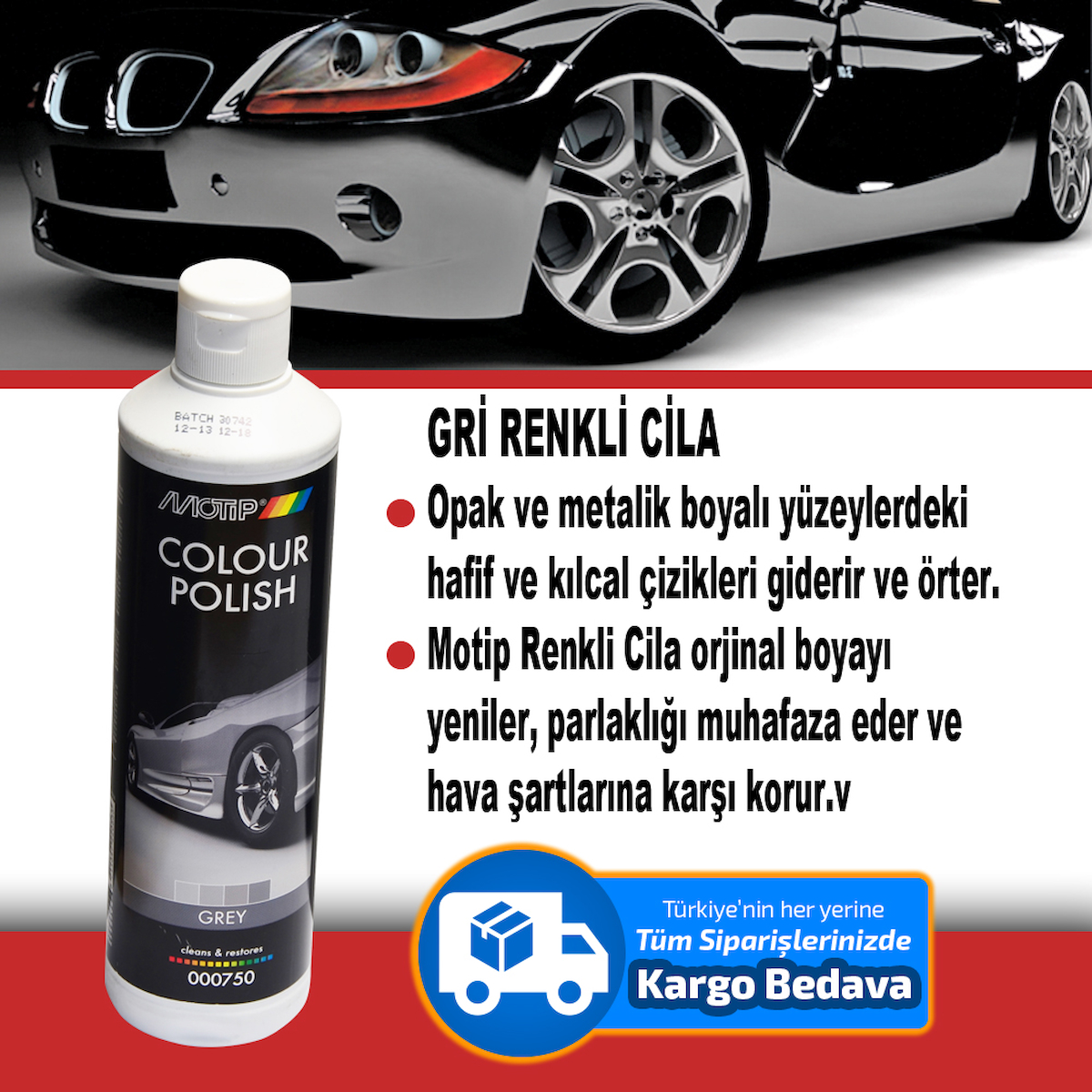 Cila Gri (Gri Renkli Araç İçin) 500Ml Motip