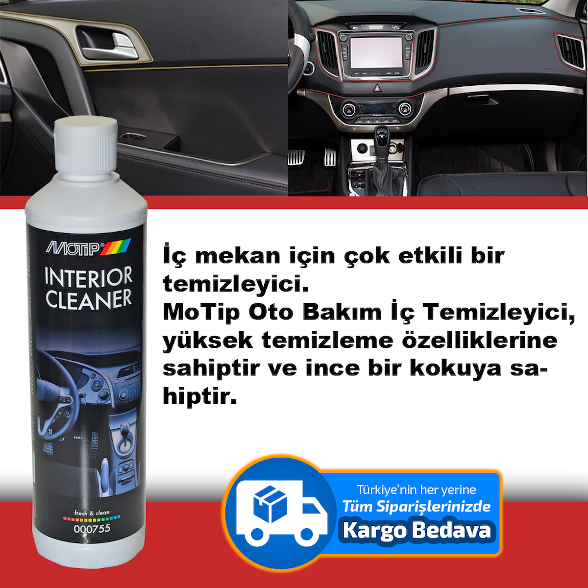 Oto Bakım Araç İçi Temizleyici 500 Ml Motip 00755