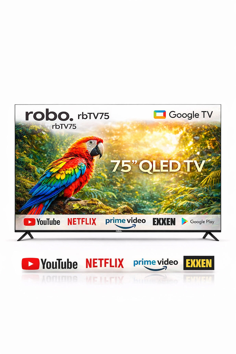 robo 75 inç 190 Ekran 4K Ultra HD Uydu Alıcılı Smart QLED Google TV