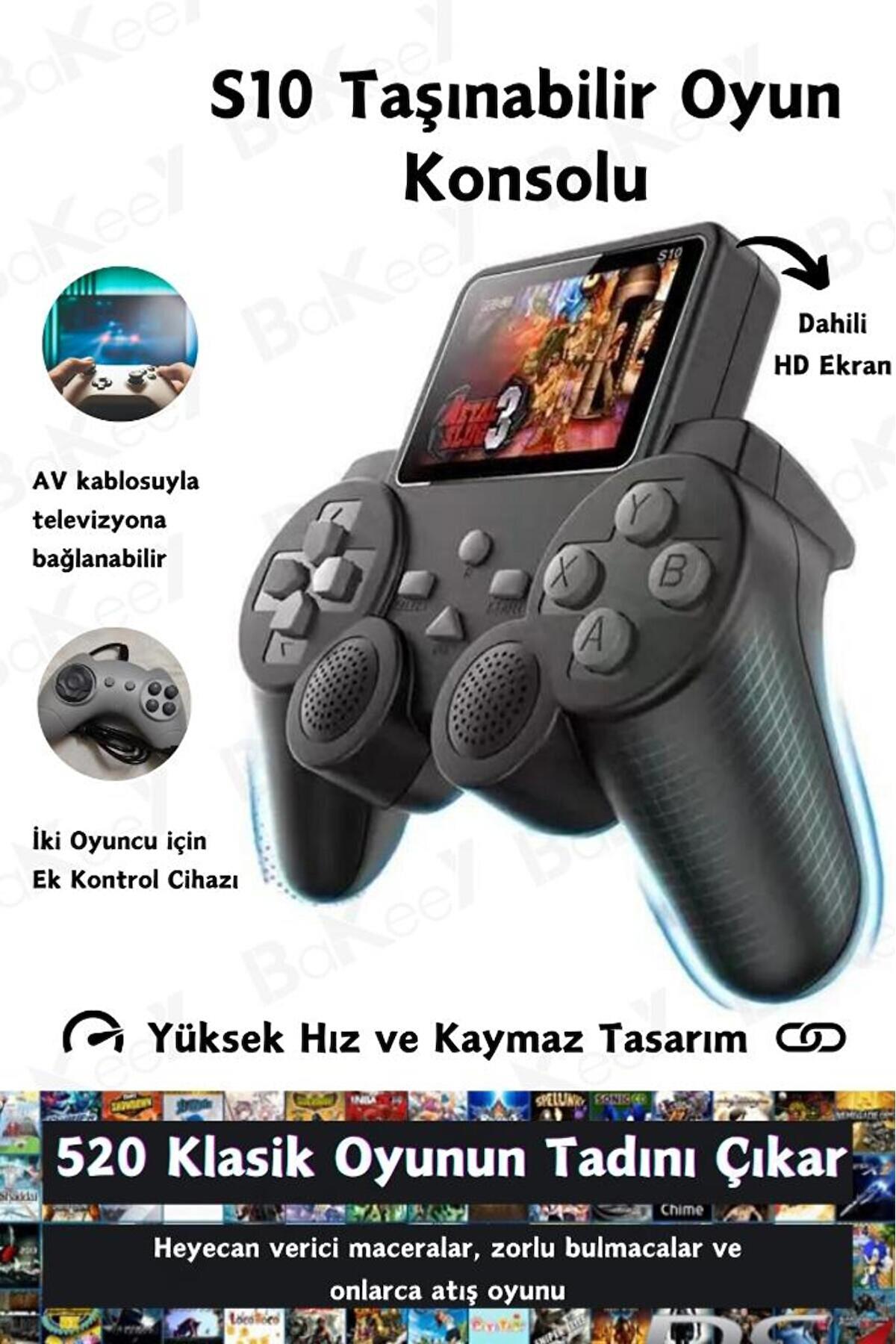 Mini Nostalji Mario Atari Sup Taşınabilir 520 Oyunlu Mini Atari Oyun Konsolu Siyah